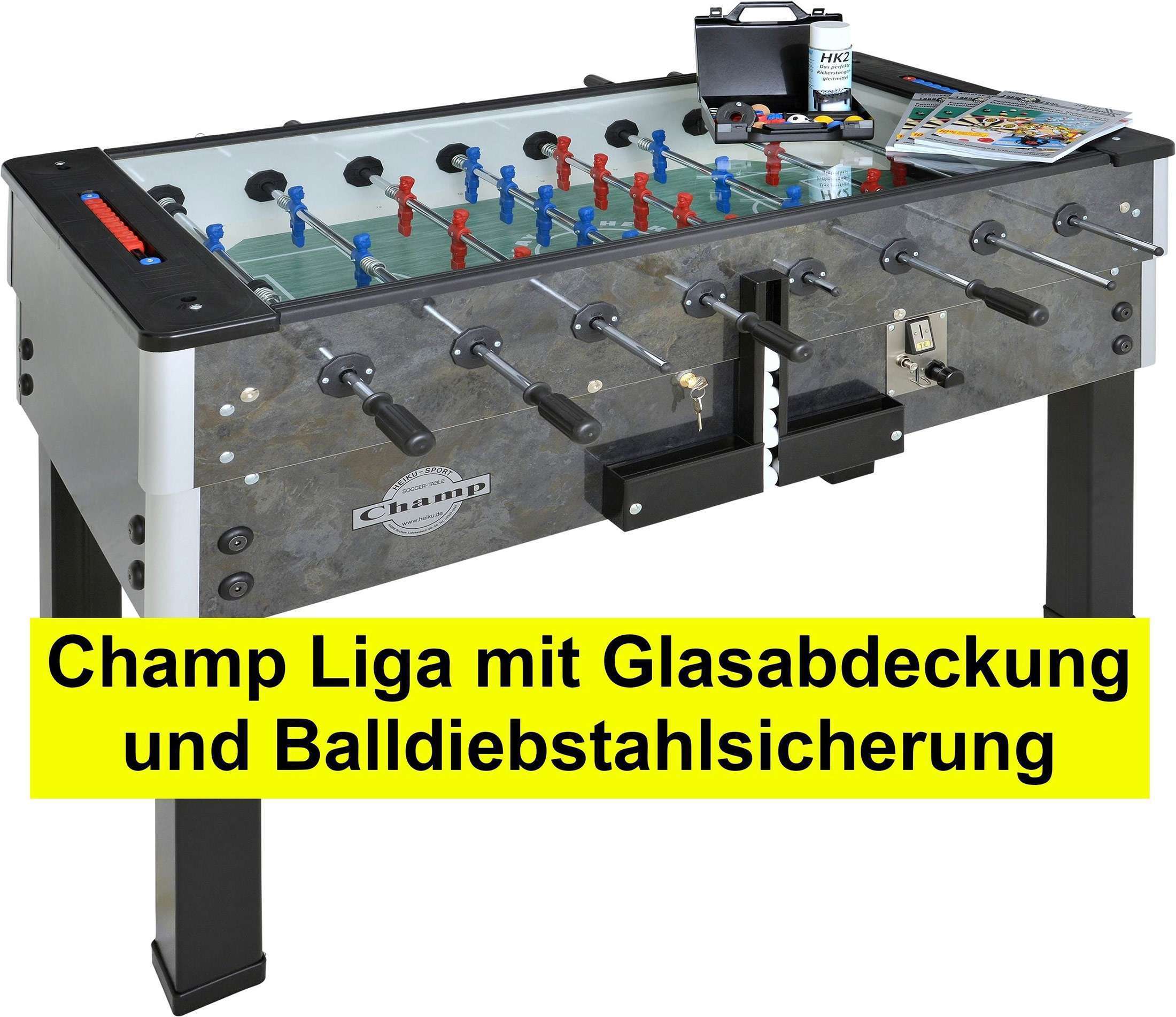 Tischkicker Champ Liga mit Glasabdeckung und Münzmechanik-1