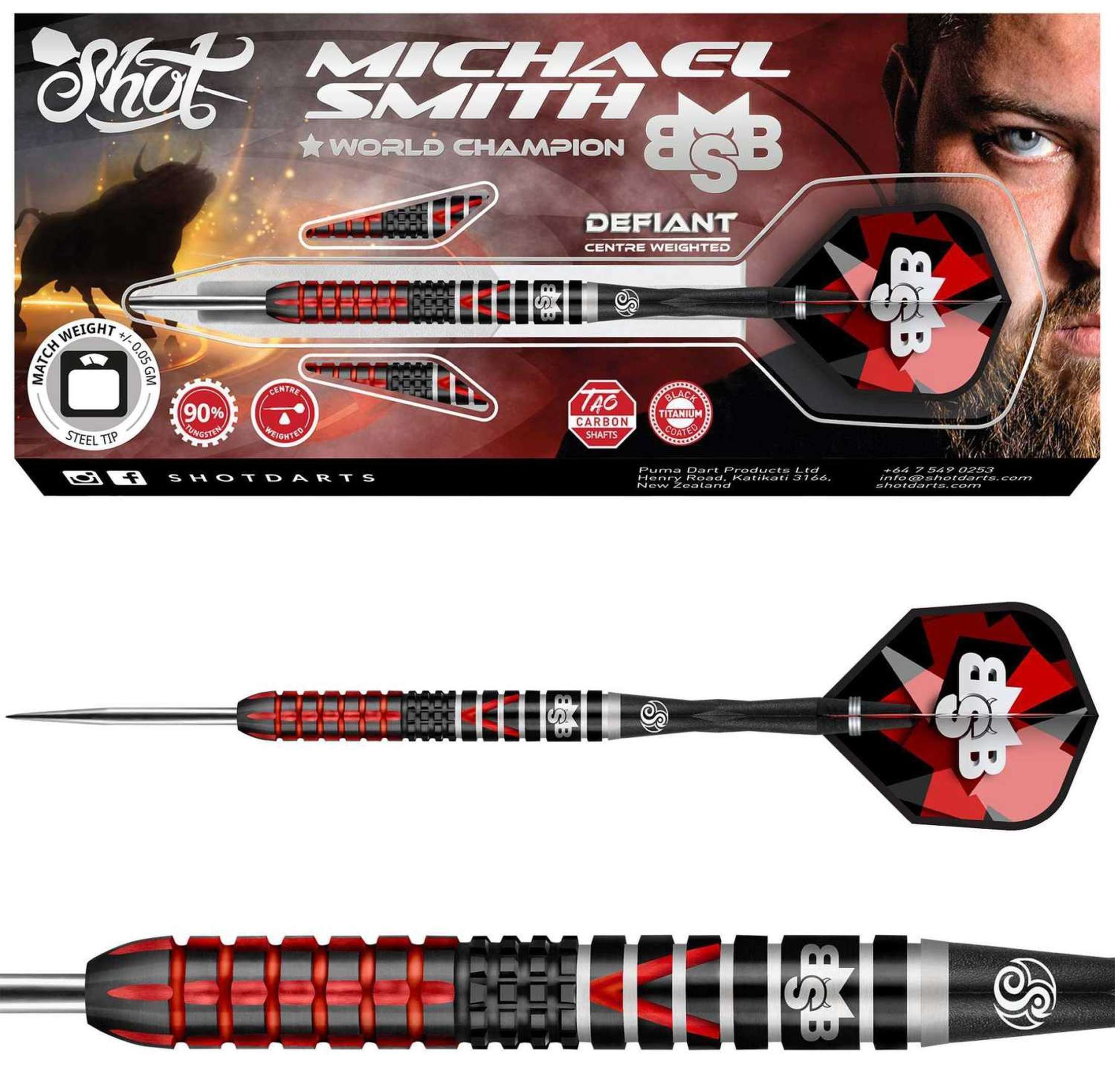 Shot Michael Smith Defiant 90% Tungsten Steeldarts-1