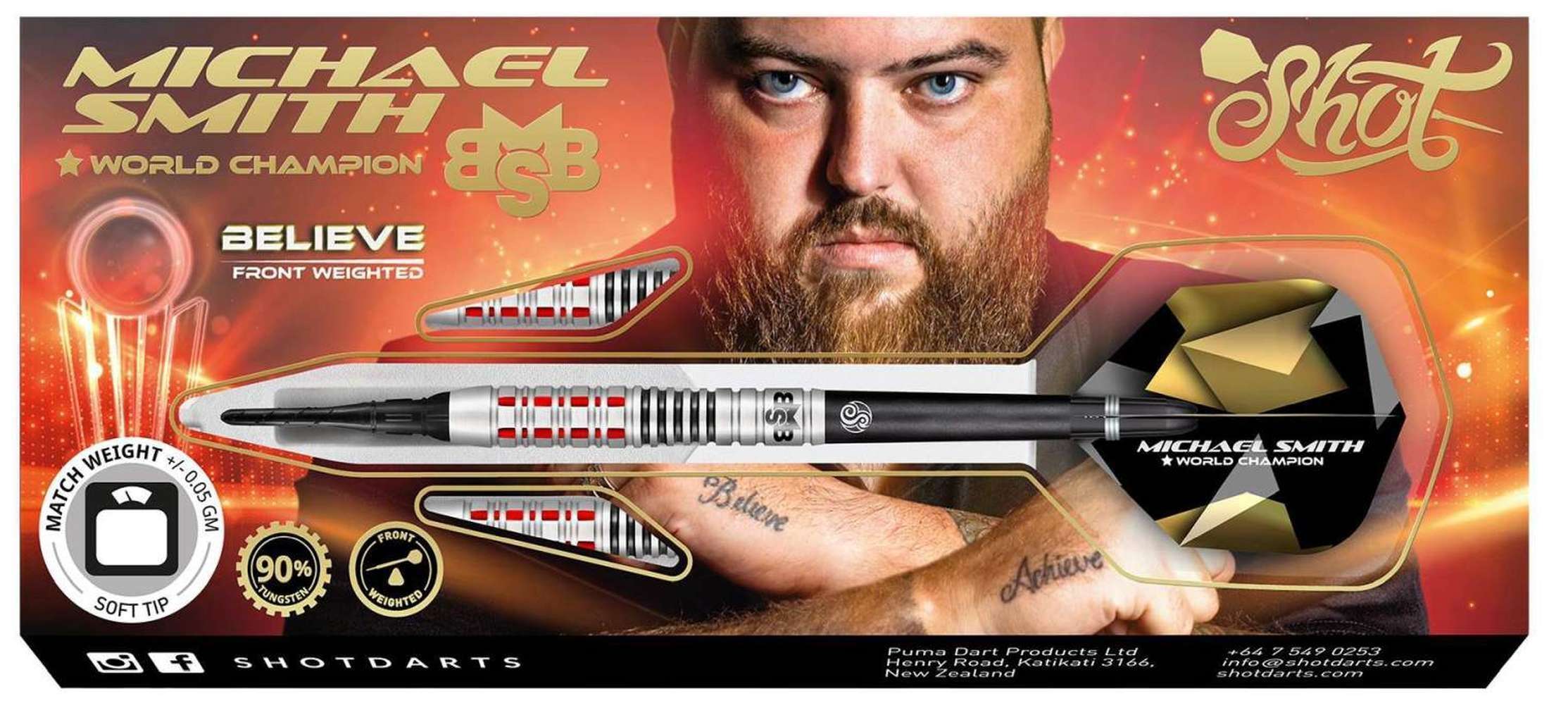 Shot Michael Smith Believe 90% Tungsten Softdarts-4