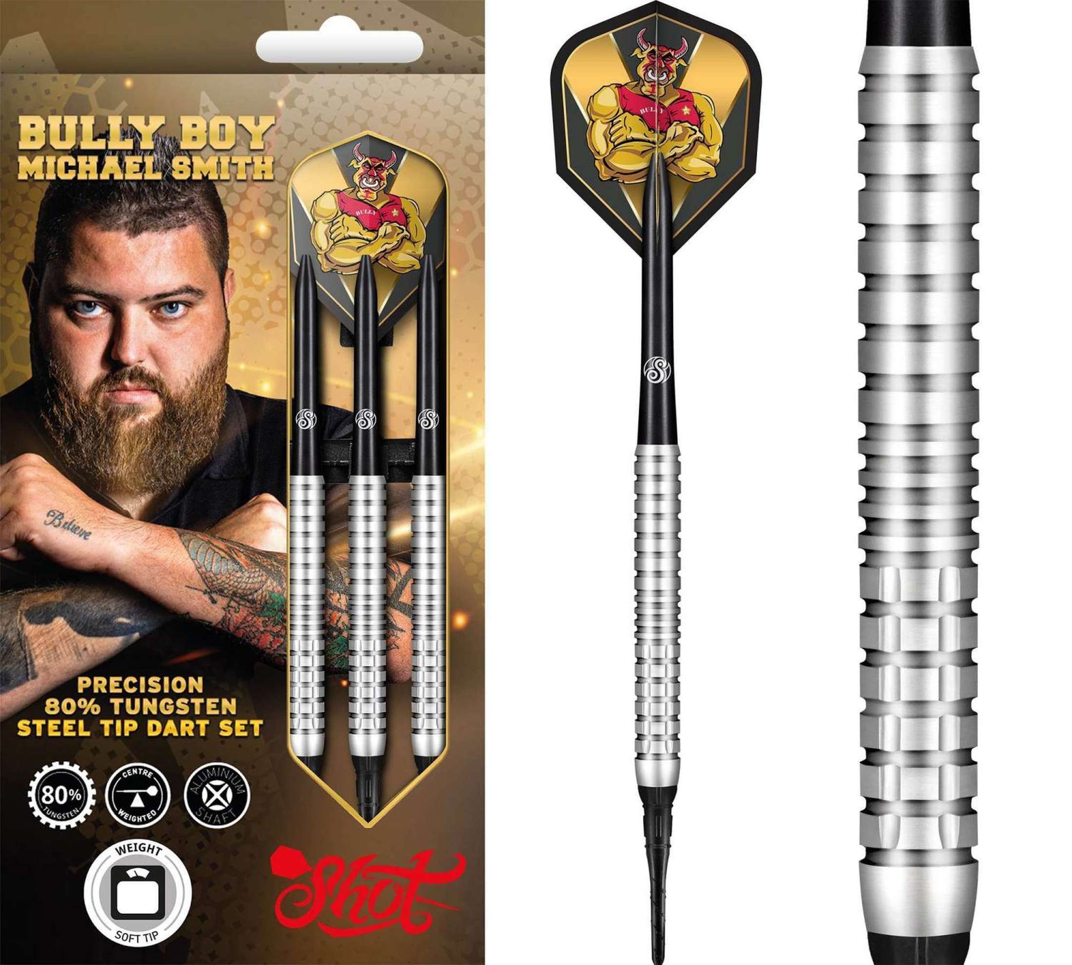 Shot Michael Smith Precision 80% Tungsten Softdarts-1