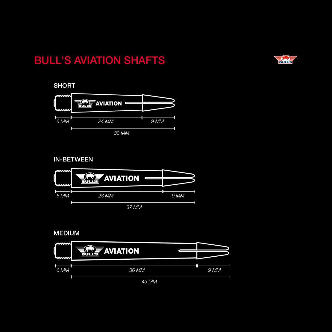 Aluminium Dart Shaft Bull's Aviation Schwarz-3