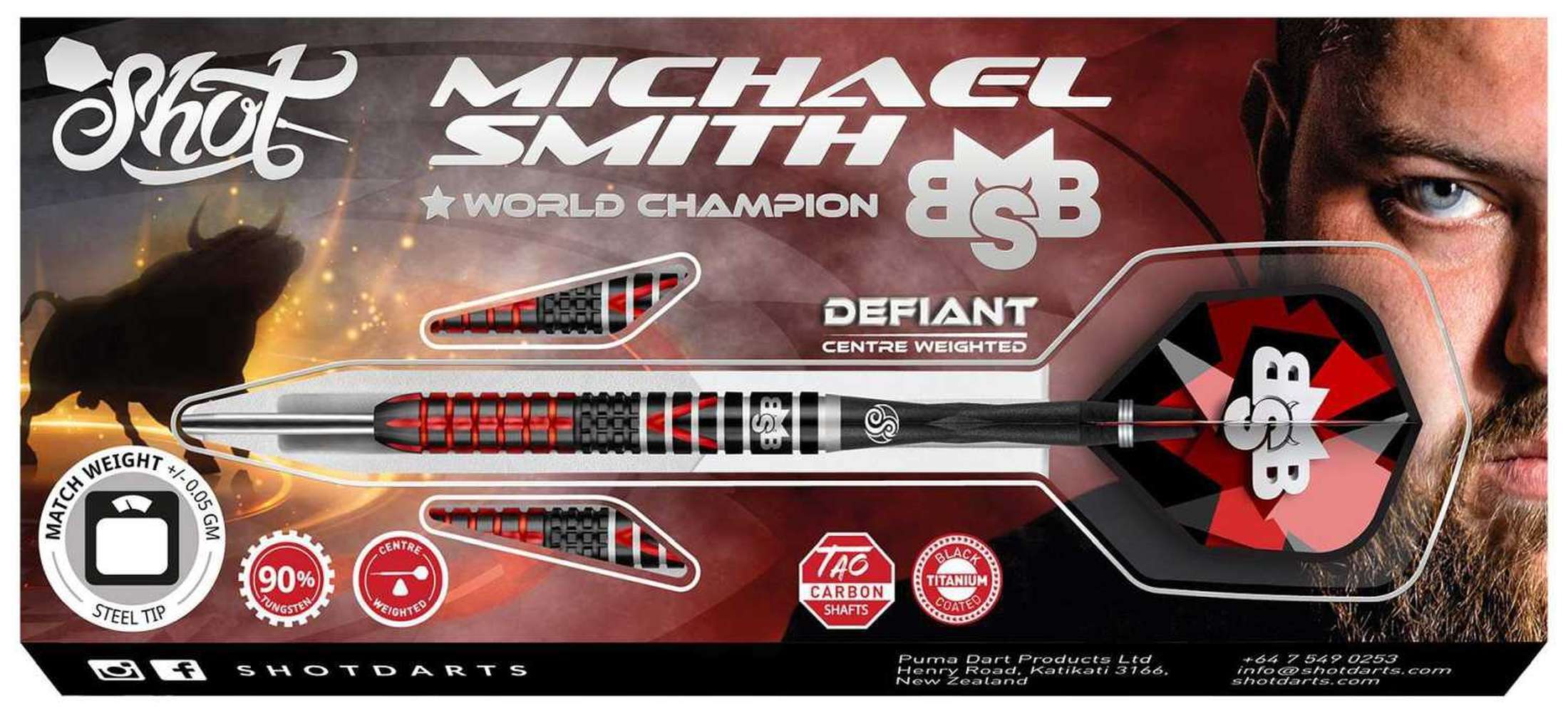 Shot Michael Smith Defiant 90% Tungsten Steeldarts-4