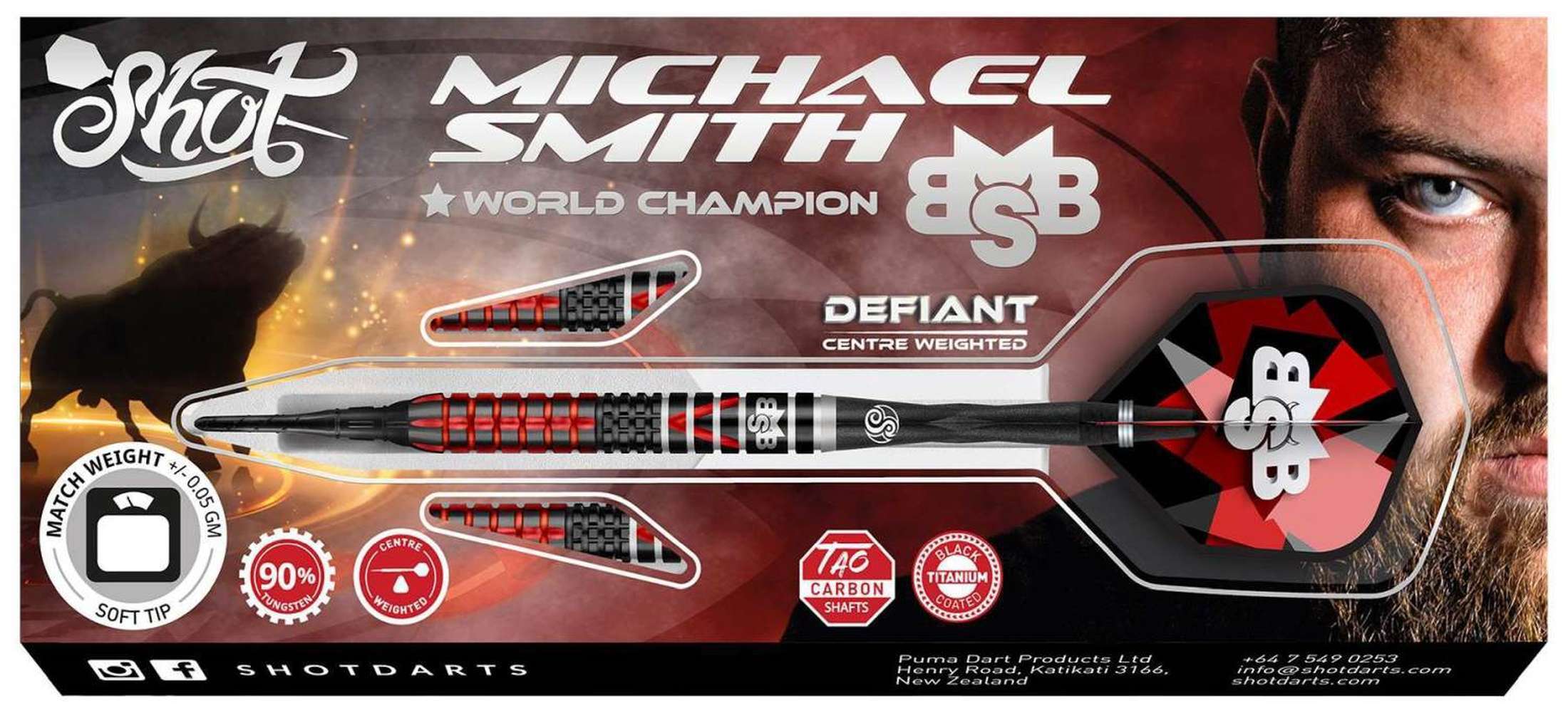 Shot Michael Smith Defiant 90% Tungsten Softdarts-4